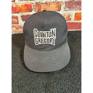 Vintage Clinton Gregory Black Snapback Hat 100% Nylon By The Sportsman M3